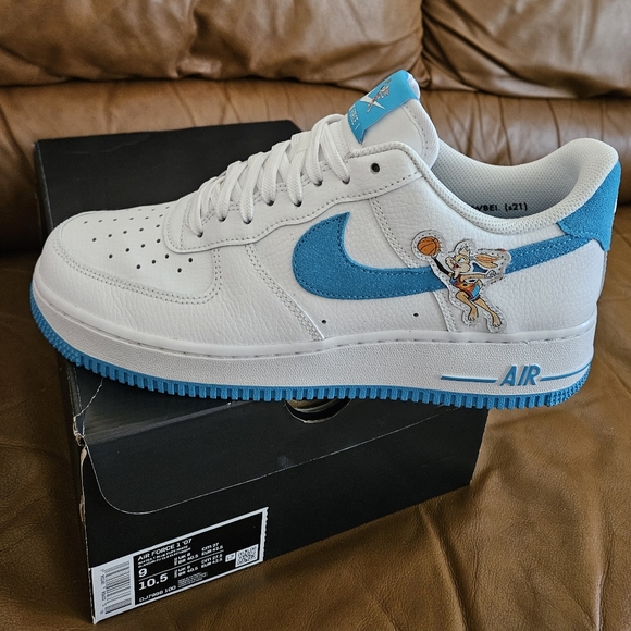 (😎SOLD😎)... Men's Nike Air Force 1 '07 Low 'Hare Space Jam' Size 9 - Picture 4 of 16